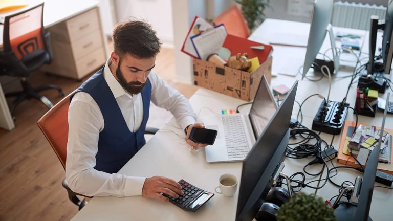Man reviewing accounts payable.