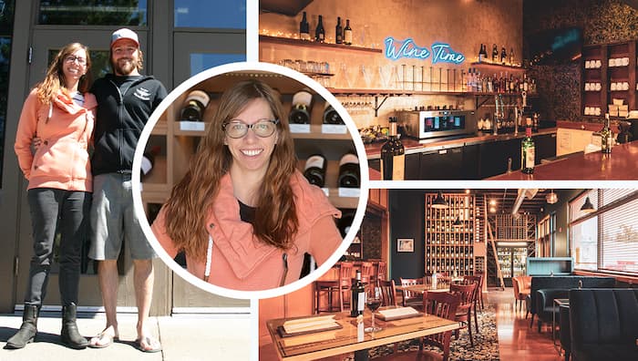 Kelsey Daniels with her husband at Flights Wine Bar