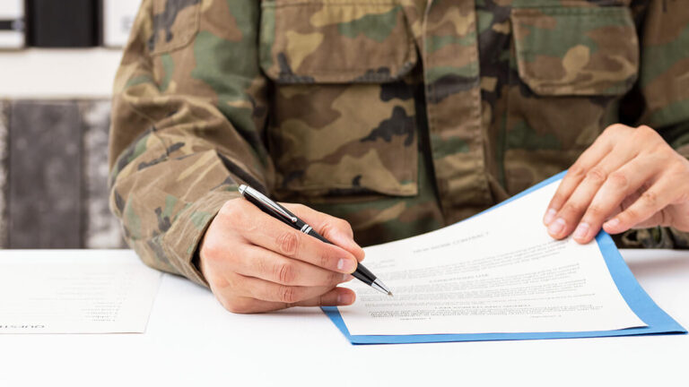 Veteran in a military uniform.