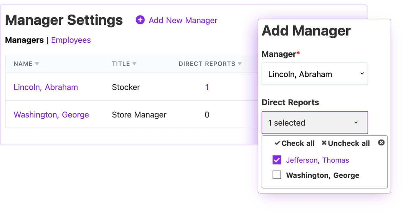 Patriot's Manager Settings tool in the HR software add-on.