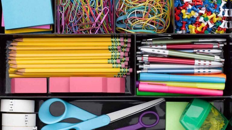 Pencils, scissors, and other supplies.