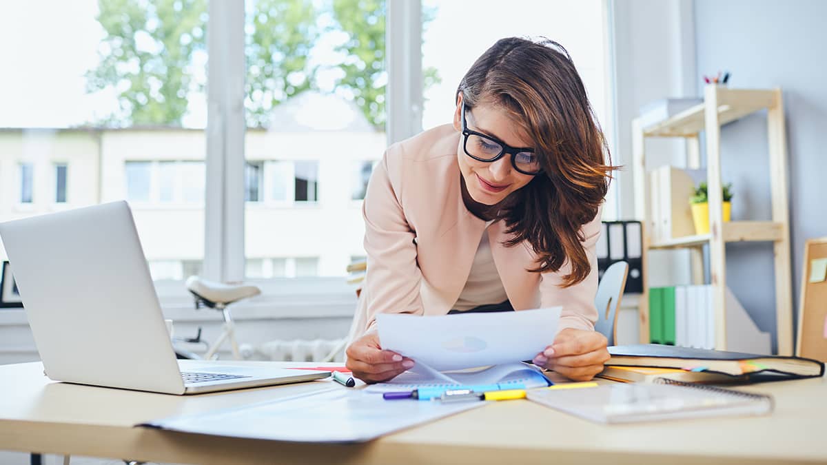 Business owner handling payroll accounting.