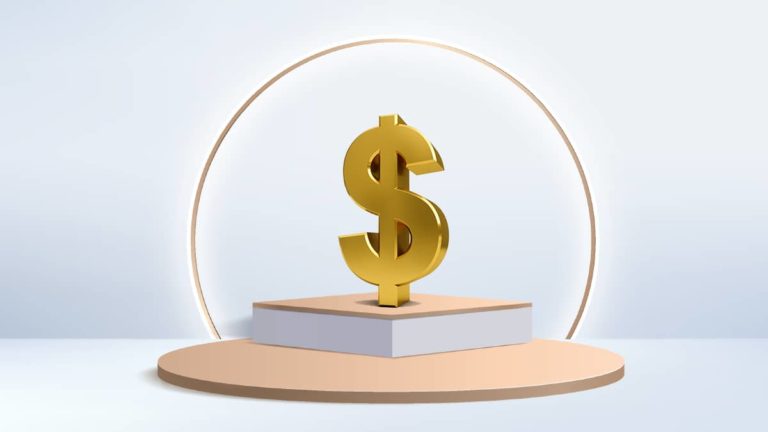 $ sign on a pedestal.