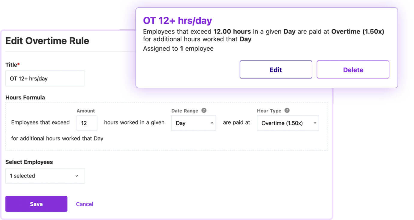 Edit Overtime Rule tool in Patriot's Time & Attendance software add-on.