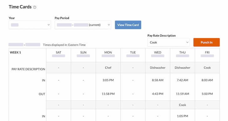 Screenshot of Patriot's pay rate description in the Time & Attendance software add-on.