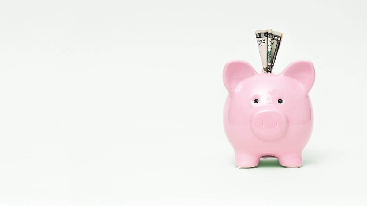 Pink piggy bank.