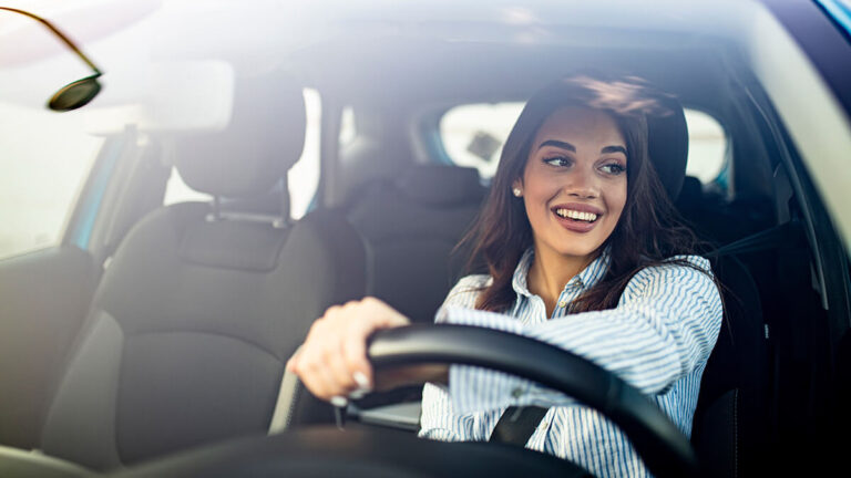Woman on a tax-deductible drive.