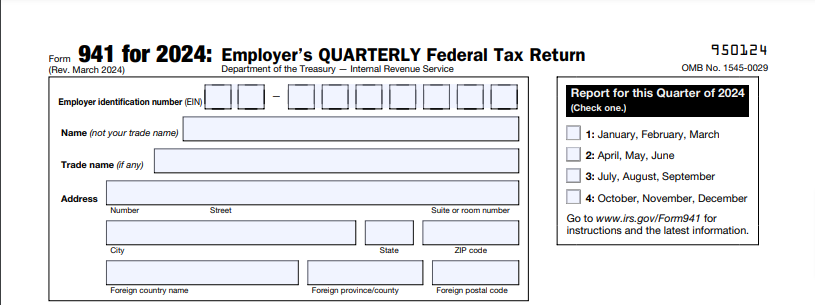 Form 941 for 2024: Employer information and quarter