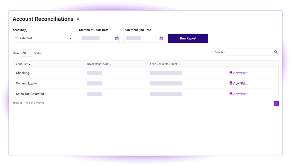 Screenshot of Patriot Software Account Reconciliation