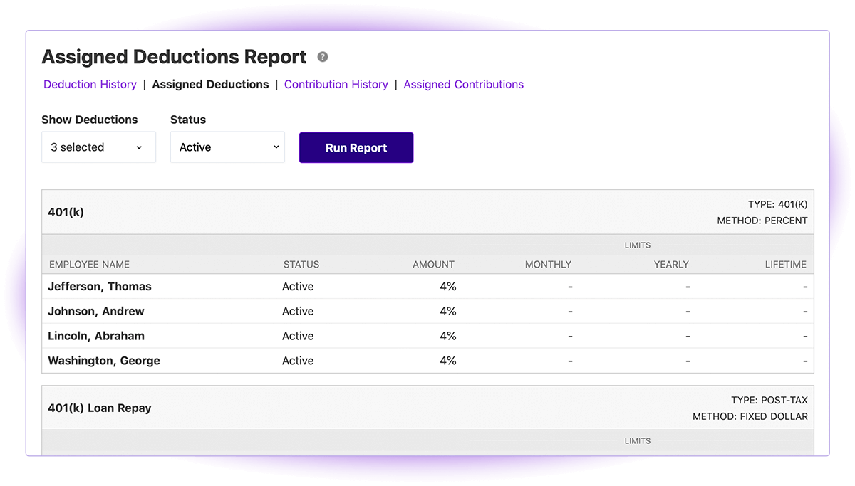 Screenshot of Patriot Software Assigned Deductions