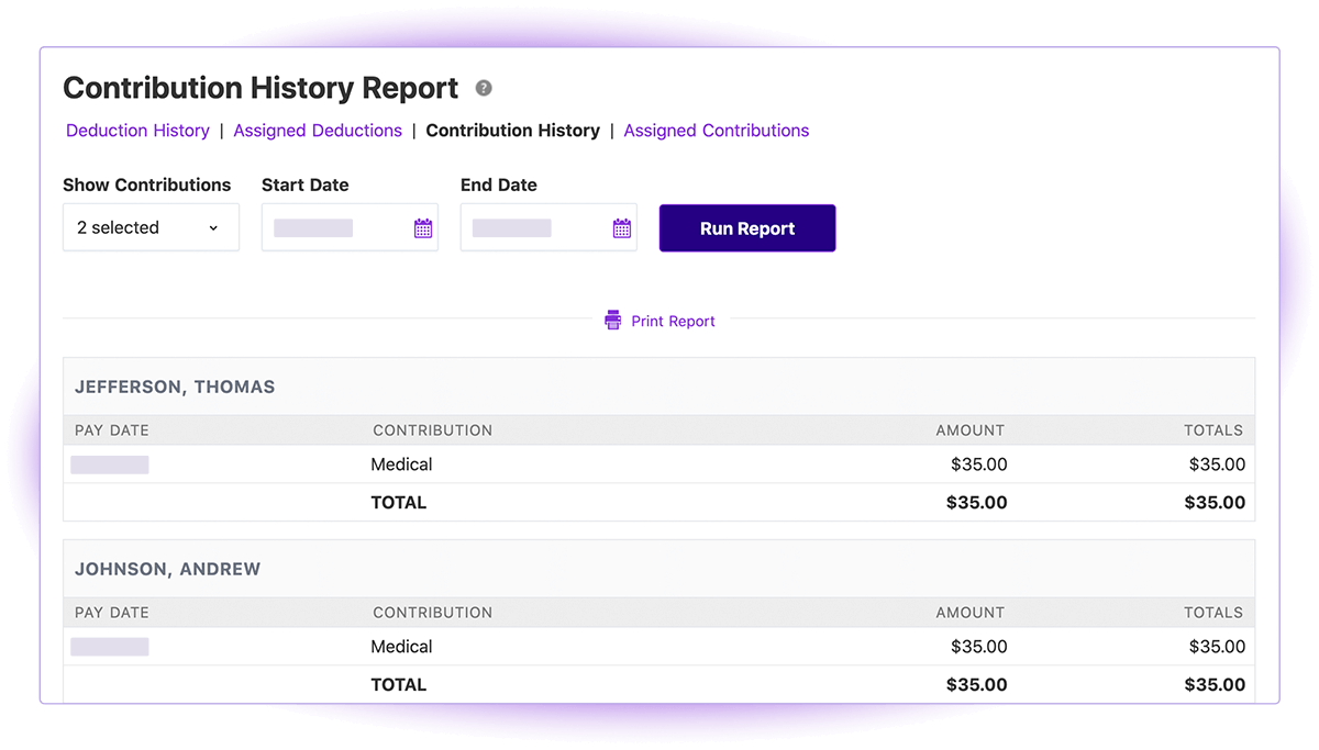 Screenshot of Patriot Software Contribution History
