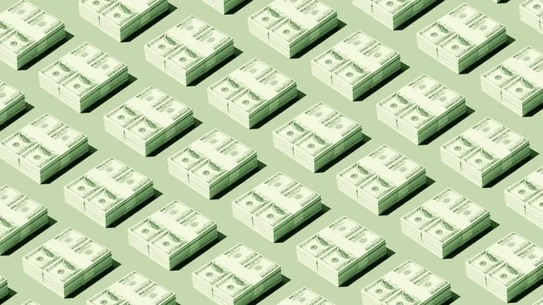 rows of money on a green background